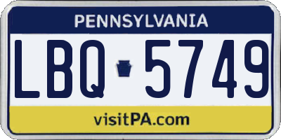 PA license plate LBQ5749