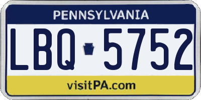 PA license plate LBQ5752