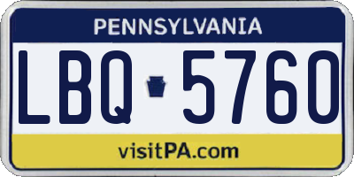 PA license plate LBQ5760