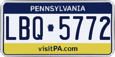 PA license plate LBQ5772