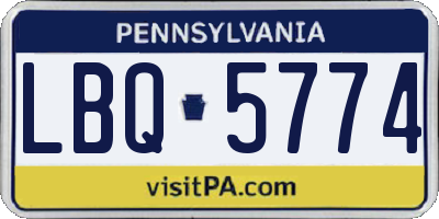 PA license plate LBQ5774