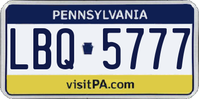 PA license plate LBQ5777