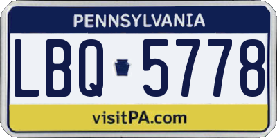 PA license plate LBQ5778