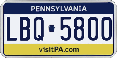 PA license plate LBQ5800
