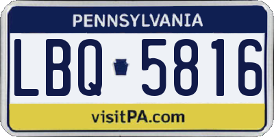 PA license plate LBQ5816