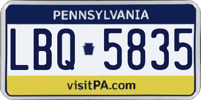 PA license plate LBQ5835
