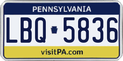 PA license plate LBQ5836