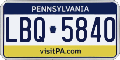 PA license plate LBQ5840