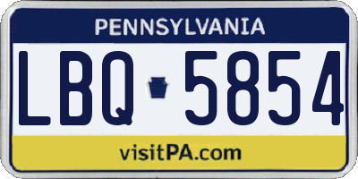 PA license plate LBQ5854