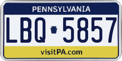 PA license plate LBQ5857