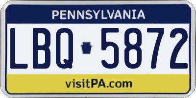 PA license plate LBQ5872