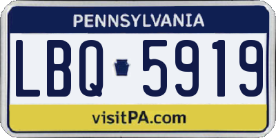 PA license plate LBQ5919