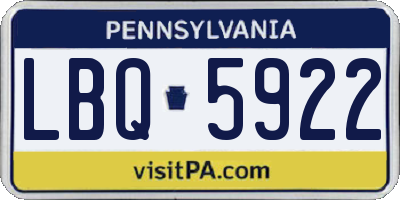 PA license plate LBQ5922