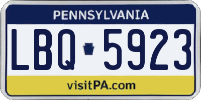 PA license plate LBQ5923