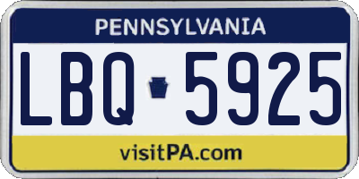 PA license plate LBQ5925
