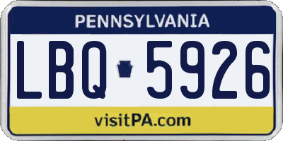 PA license plate LBQ5926