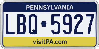 PA license plate LBQ5927