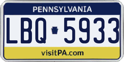 PA license plate LBQ5933