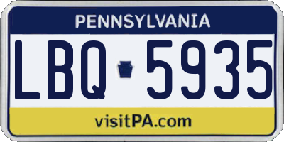 PA license plate LBQ5935
