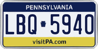 PA license plate LBQ5940