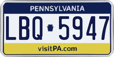 PA license plate LBQ5947