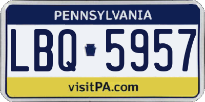 PA license plate LBQ5957