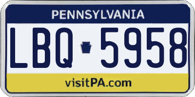 PA license plate LBQ5958
