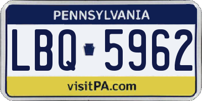 PA license plate LBQ5962