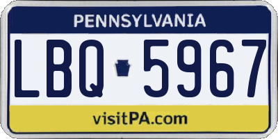 PA license plate LBQ5967