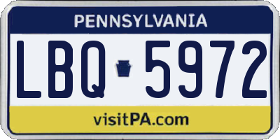 PA license plate LBQ5972