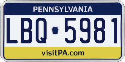 PA license plate LBQ5981