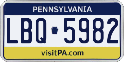 PA license plate LBQ5982