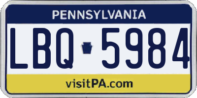 PA license plate LBQ5984