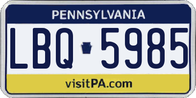 PA license plate LBQ5985