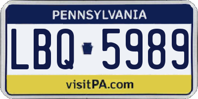 PA license plate LBQ5989