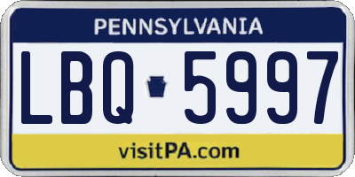 PA license plate LBQ5997