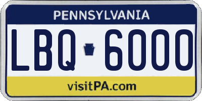 PA license plate LBQ6000