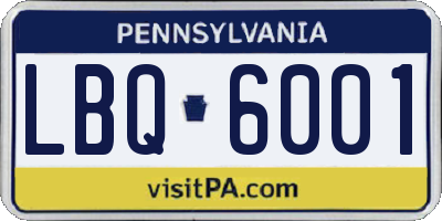 PA license plate LBQ6001