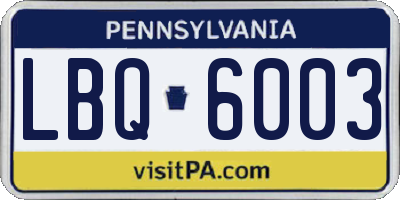 PA license plate LBQ6003
