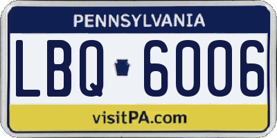 PA license plate LBQ6006