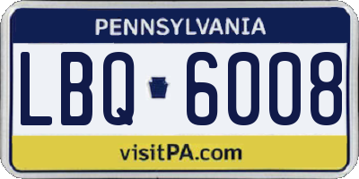 PA license plate LBQ6008