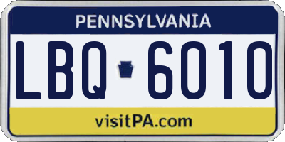 PA license plate LBQ6010