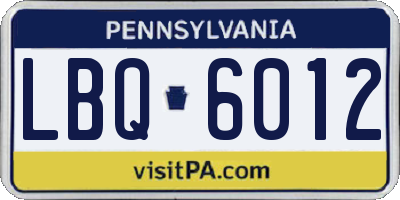 PA license plate LBQ6012