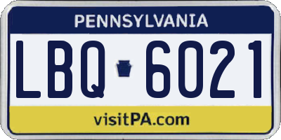 PA license plate LBQ6021