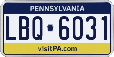 PA license plate LBQ6031