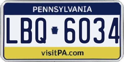 PA license plate LBQ6034