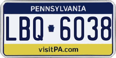 PA license plate LBQ6038