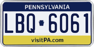 PA license plate LBQ6061