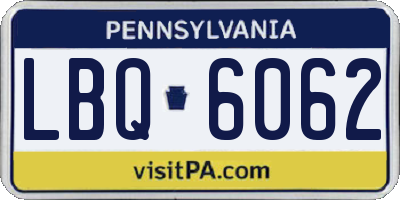 PA license plate LBQ6062