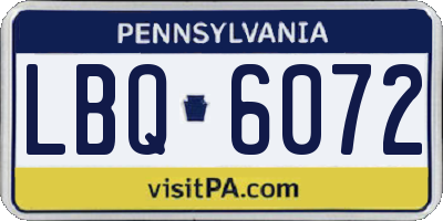 PA license plate LBQ6072
